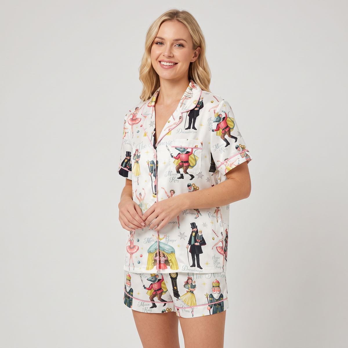 Sugar Plum Ballet Women's Pajama Set - short sleeve and shorts