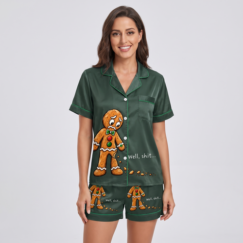 Oh Snap Gingerbread Women's Pajama Set - short sleeve and shorts