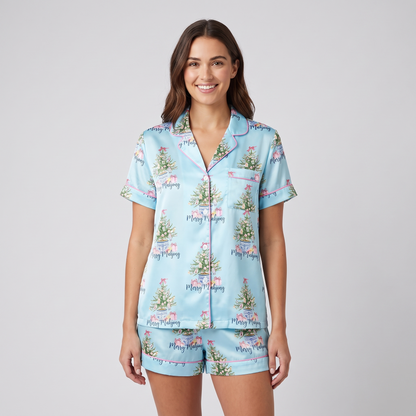 Merry Mahjong Women's Pajama Set - Blue
