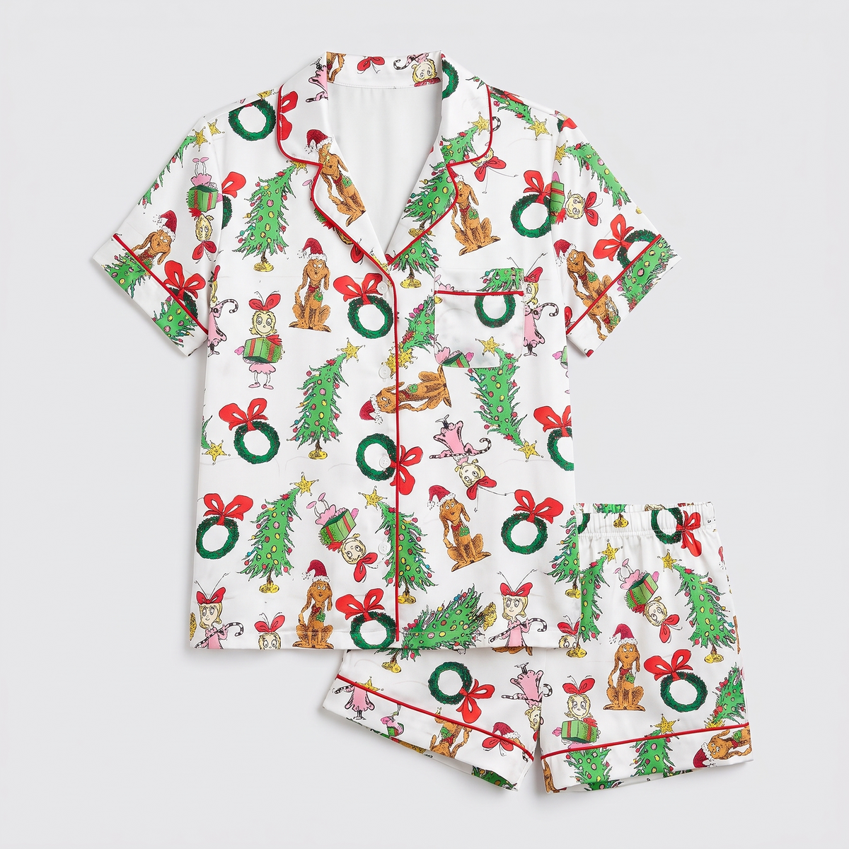 You're A Mean One Inspired Women's Pajama Set - flat lay