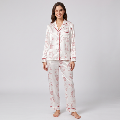 Disco Cocktail Cats Women's Pajama Set - long sleeve and pants