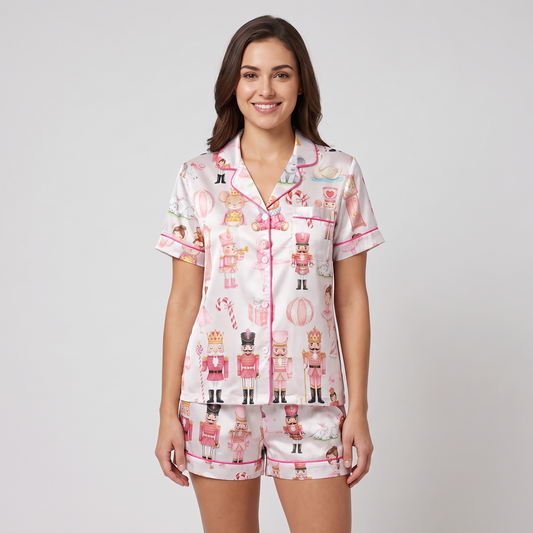 Pastel Mouse King Ballet Women's Pajama Set - short sleeve and shorts