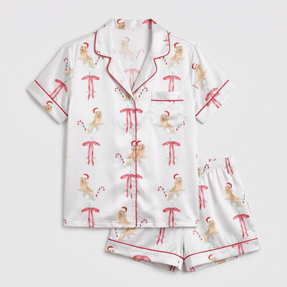 Dachshund Cocktail Hour Women's Pajama Set - flat lay