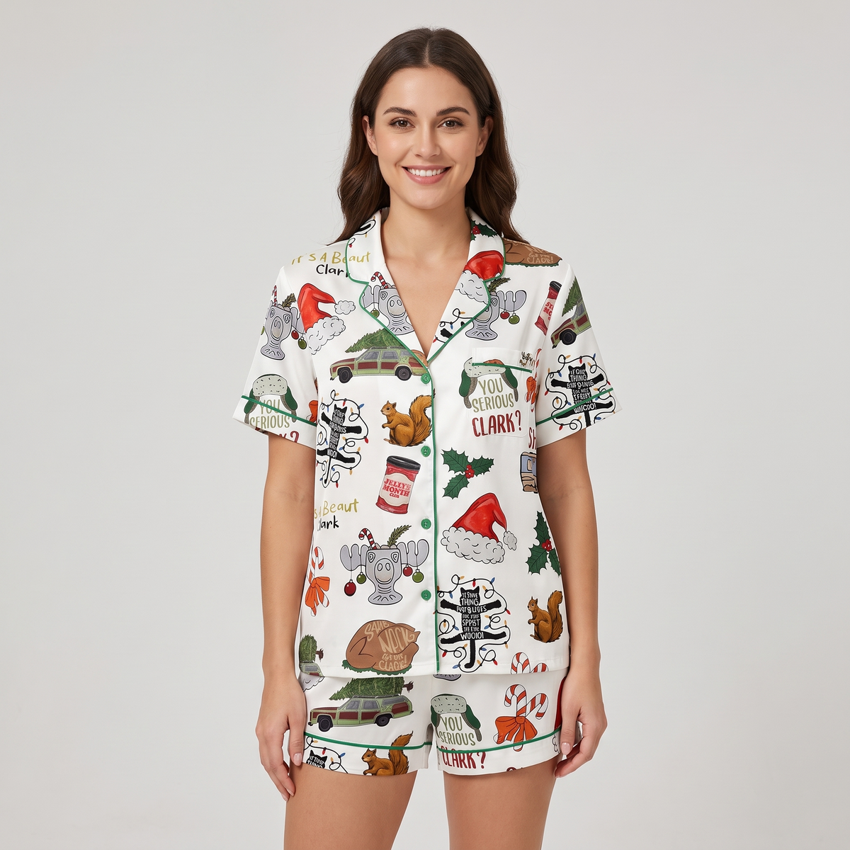 Hap-Hap-Happiest Christmas Inspired Women's Pajama Set - short sleeve and shorts