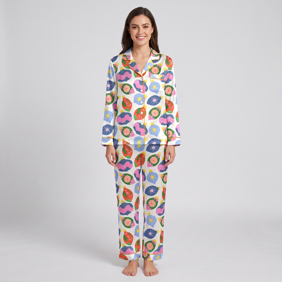 Retro Bauble Pop Women's Pajama Set - long sleeve and pants