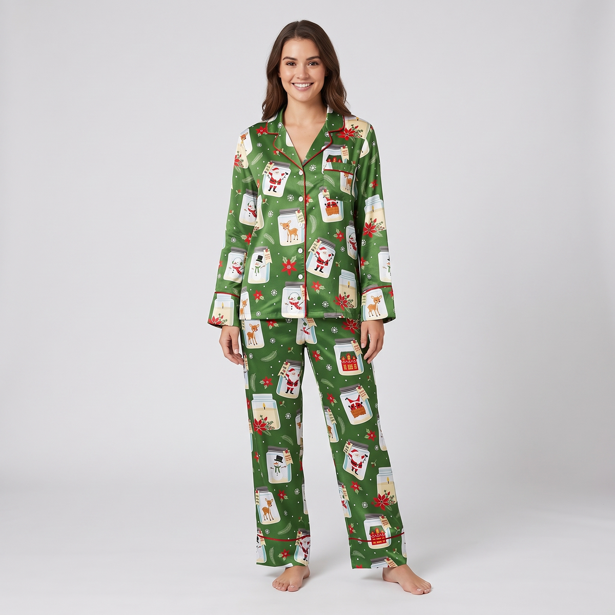 Christmas Cookie Jars Women's Pajama Set - long sleeve and pants