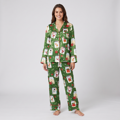 Christmas Cookie Jars Women's Pajama Set - long sleeve and pants