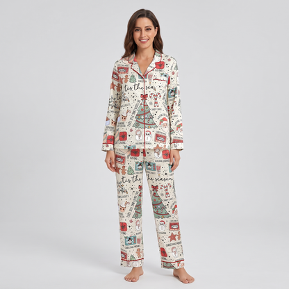 Tis The Season Doodles Women's Pajama Set - long sleeve and pants
