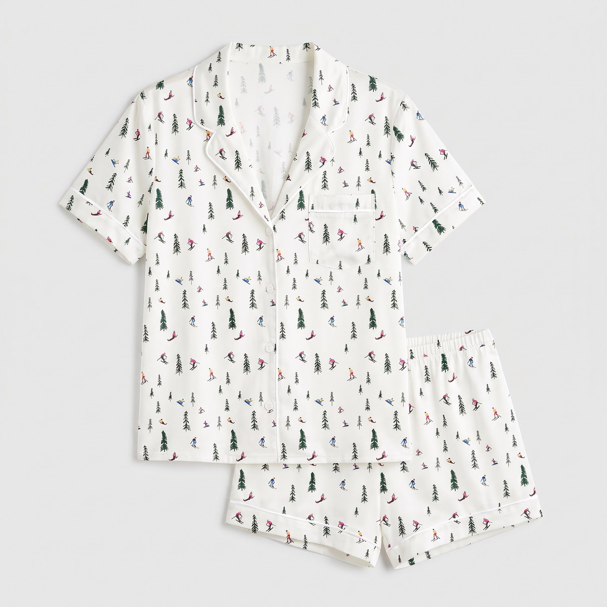 Little Skiers Women's Pajama Set - flat lay