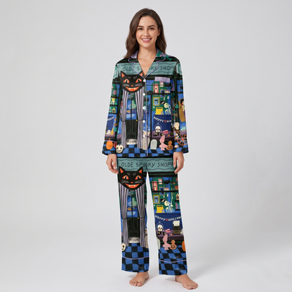 Haunted Shoppe Cat Women's Pajama Set - long sleeve and pants