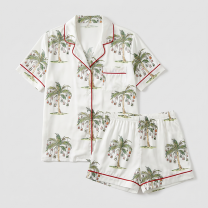 Mahjong Palms Women's Pajama Set - flat lay