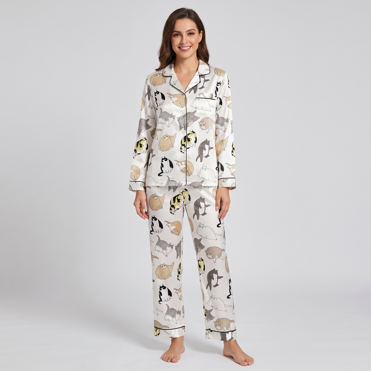 Chonky Cats Women's Pajama Set - long sleeve and pants