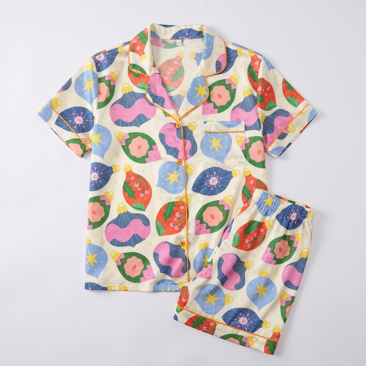 Retro Bauble Pop Women's Pajama Set - flat lay