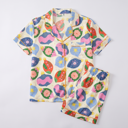 Retro Bauble Pop Women's Pajama Set - flat lay