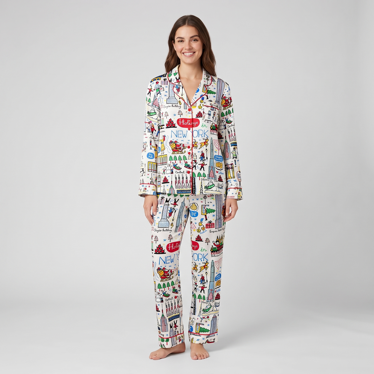 Holidays In New York Women's Pajama Set - long sleeve and pants