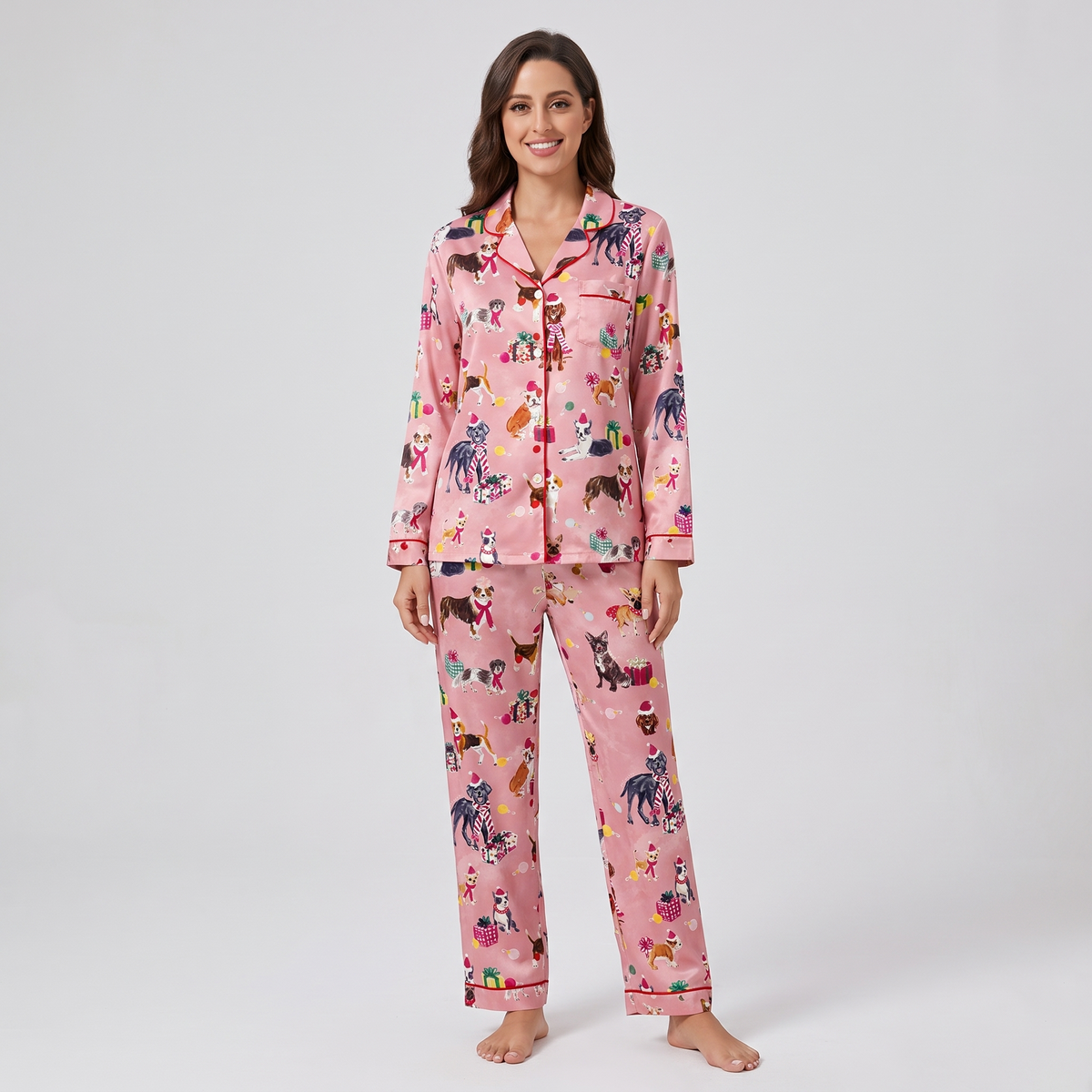 Pink Pup Parade Women's Pajama Set - long sleeve and pants