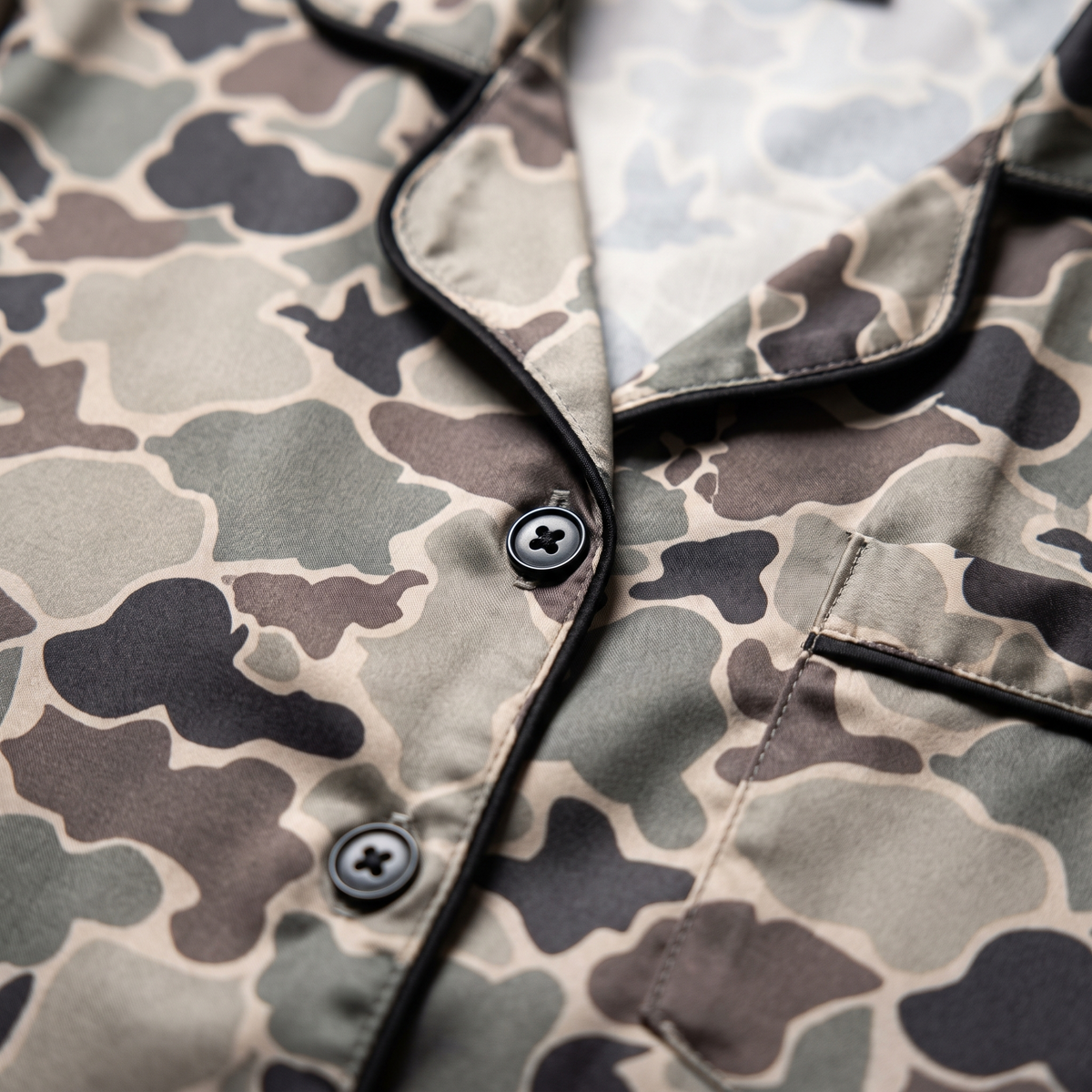 Duck Season Camo Women's Pajama Set - Old School Duck Camo - print close-up