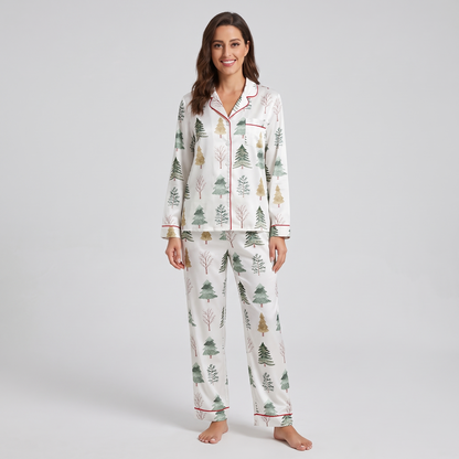Merry & Bright Pines Women's Pajama Set - long sleeve and pants