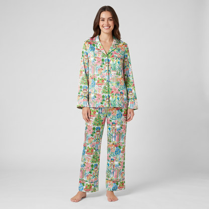 Watercolor Nutcracker Garden Women's Pajama Set - long sleeve and pants