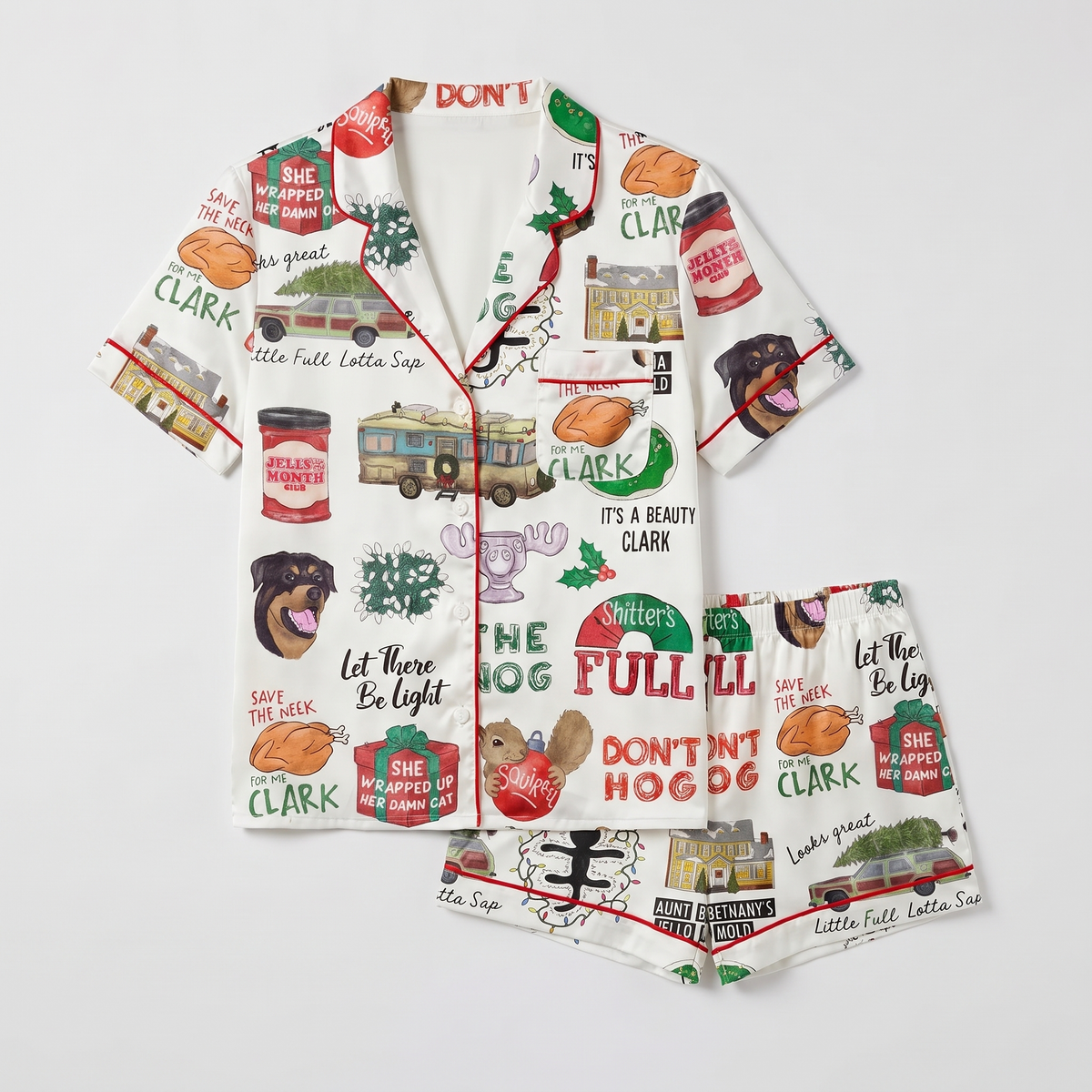 Griswold Family Christmas Inspired Women's Pajama Set - flat lay