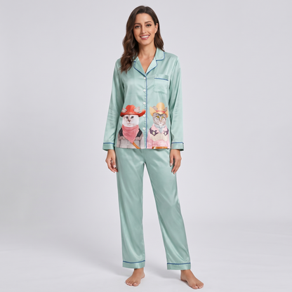 Cowpoke Kittens Women's Pajama Set - long sleeve and pants