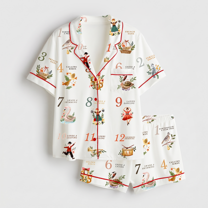 Numbered 12 Days Of Christmas Women's Pajama Set - flat lay