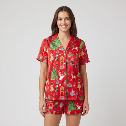 Midnight Nutcracker Women's Pajama Set - Red