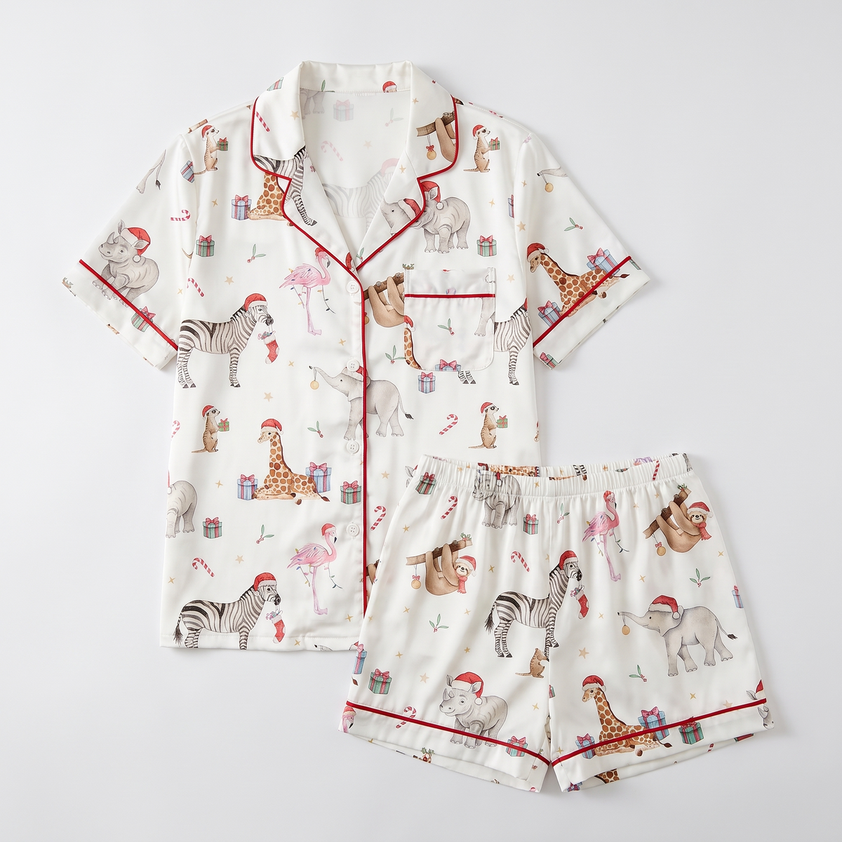 Christmas Safari Women's Pajama Set - flat lay