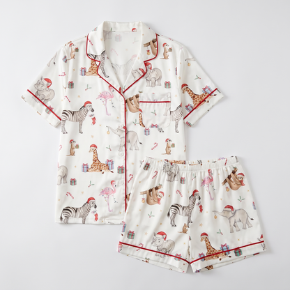 Christmas Safari Women's Pajama Set - flat lay