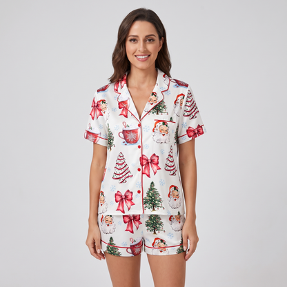 Coquette Santa & Cocoa Women's Pajama Set - short sleeve and shorts