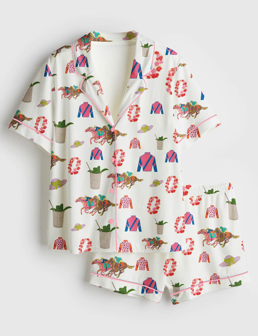 Winner's Garland Race Horse Women's Pajama Set - flat lay