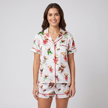 Espresso Martinis & Bows Women's Pajama Set - short sleeve and shorts