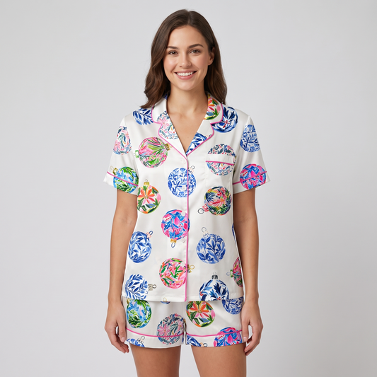 Preppy Baubles Women's Pajama Set - short sleeve and shorts
