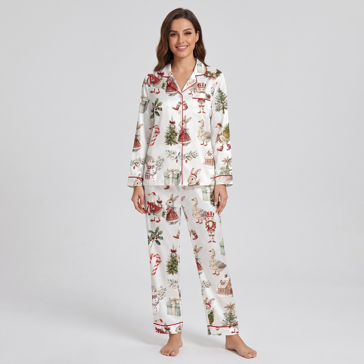 Bunny & Goose Wonderland Women's Pajama Set - long sleeve and pants