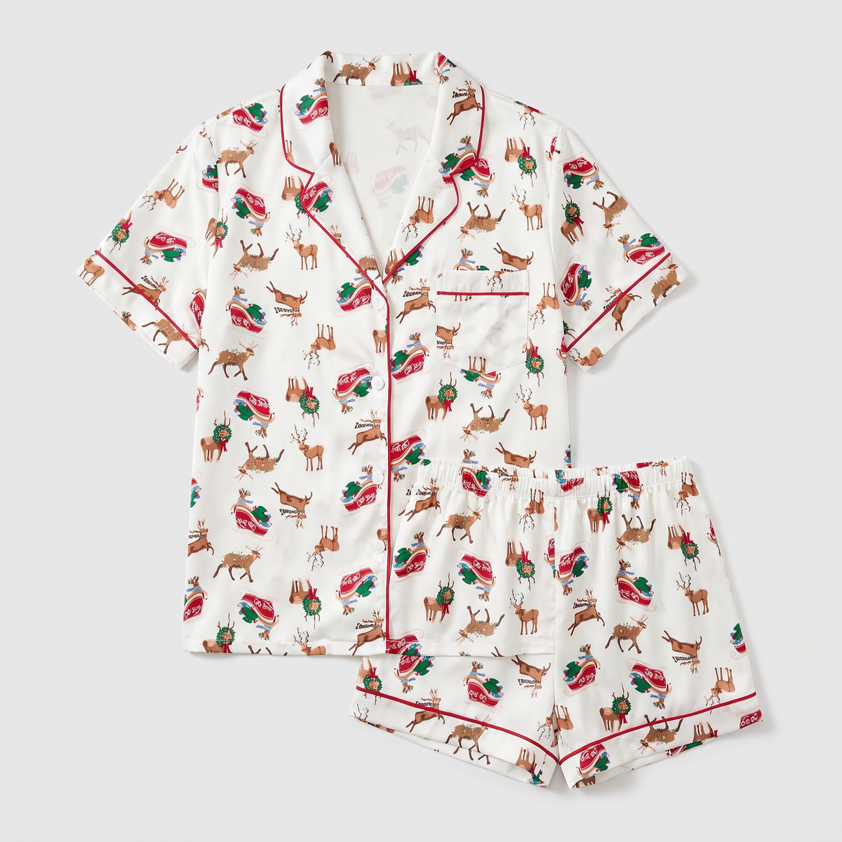 Christmas Elk Women's Pajama Set - flat lay