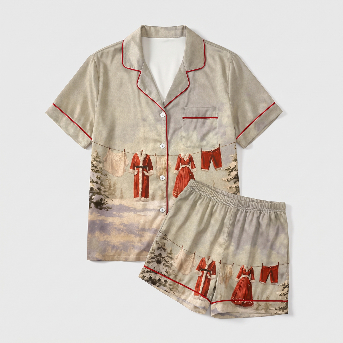 Santa's Clothesline Women's Pajama Set - flat lay