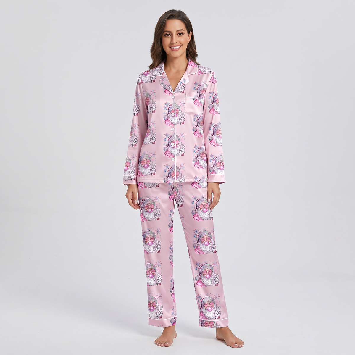 Cool Santa Shades Women's Pajama Set - long sleeve and pants