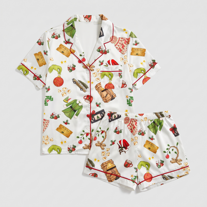 Christmas Movie Night Inspired Women's Pajama Set - flat lay
