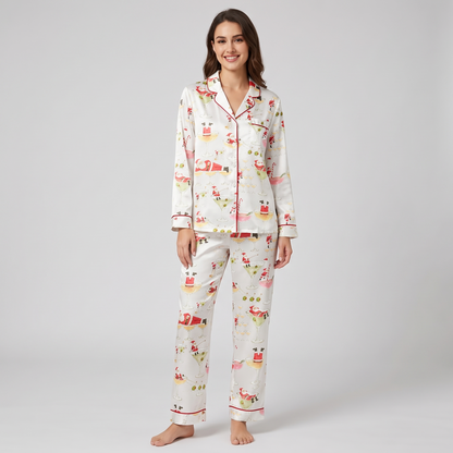 Tipsy Santa Women's Pajama Set - long sleeve and pants