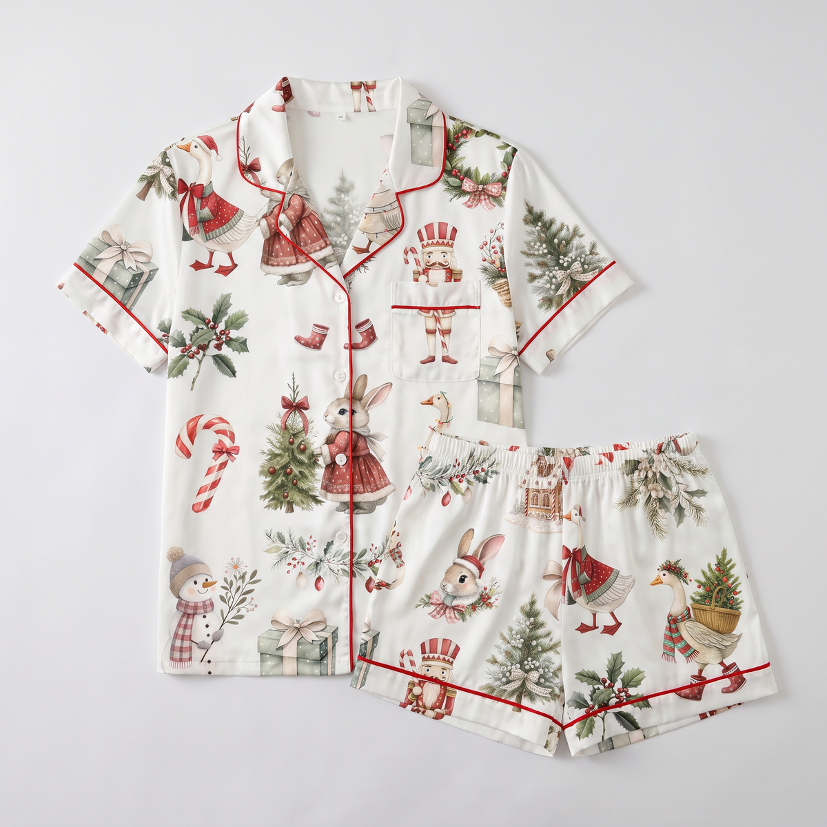 Bunny & Goose Wonderland Women's Pajama Set - flat lay