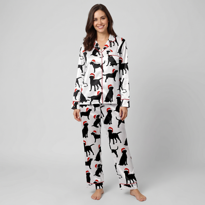 Black Lab Silhouettes Women's Pajama Set - long sleeve and pants