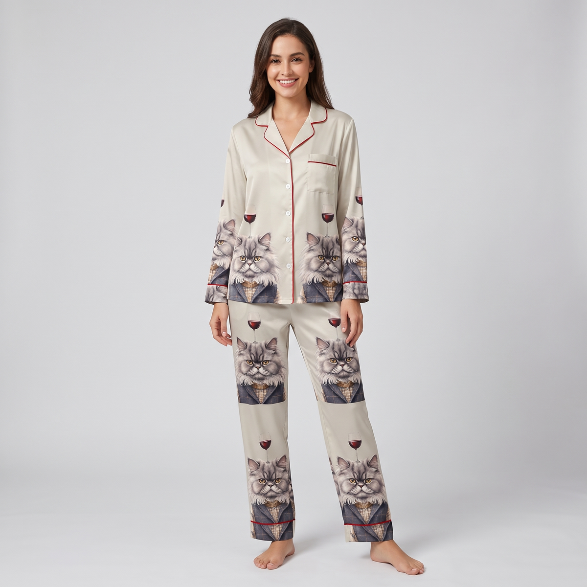 Posh Persian Cat Women's Pajama Set - long sleeve and pants