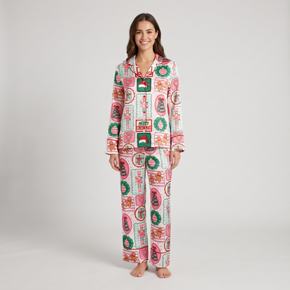 Pink Nutcracker Gingerbread Women's Pajama Set - long sleeve and pants