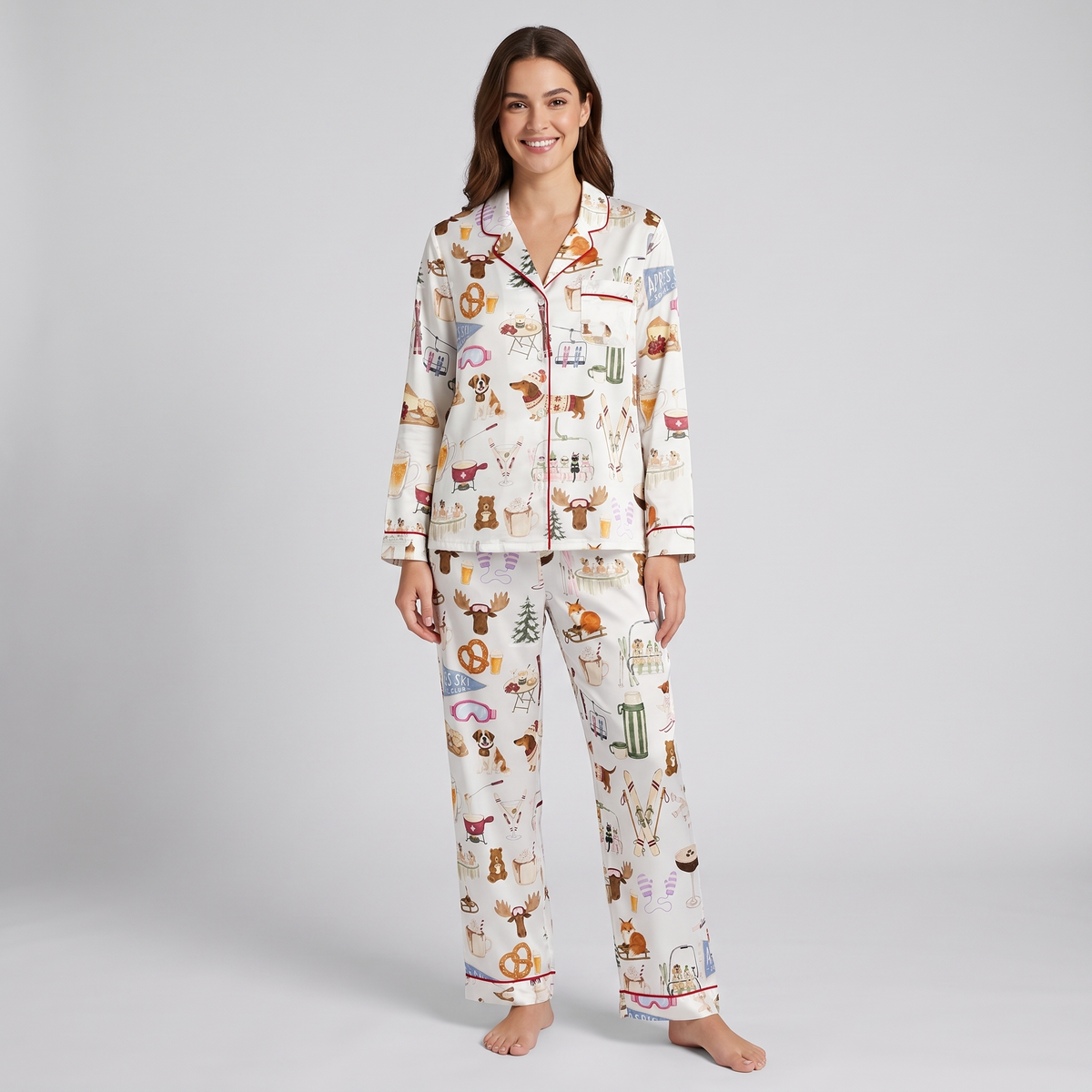 Après Ski Lodge Women's Pajama Set - long sleeve and pants