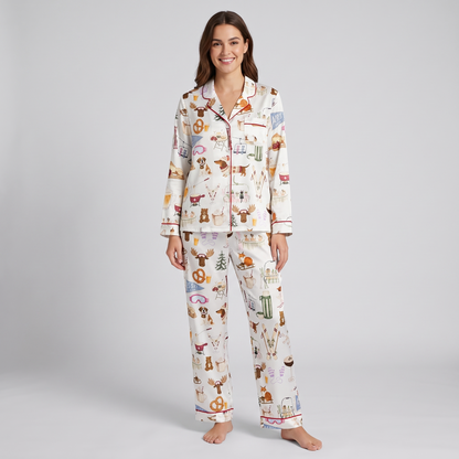 Après Ski Lodge Women's Pajama Set - long sleeve and pants