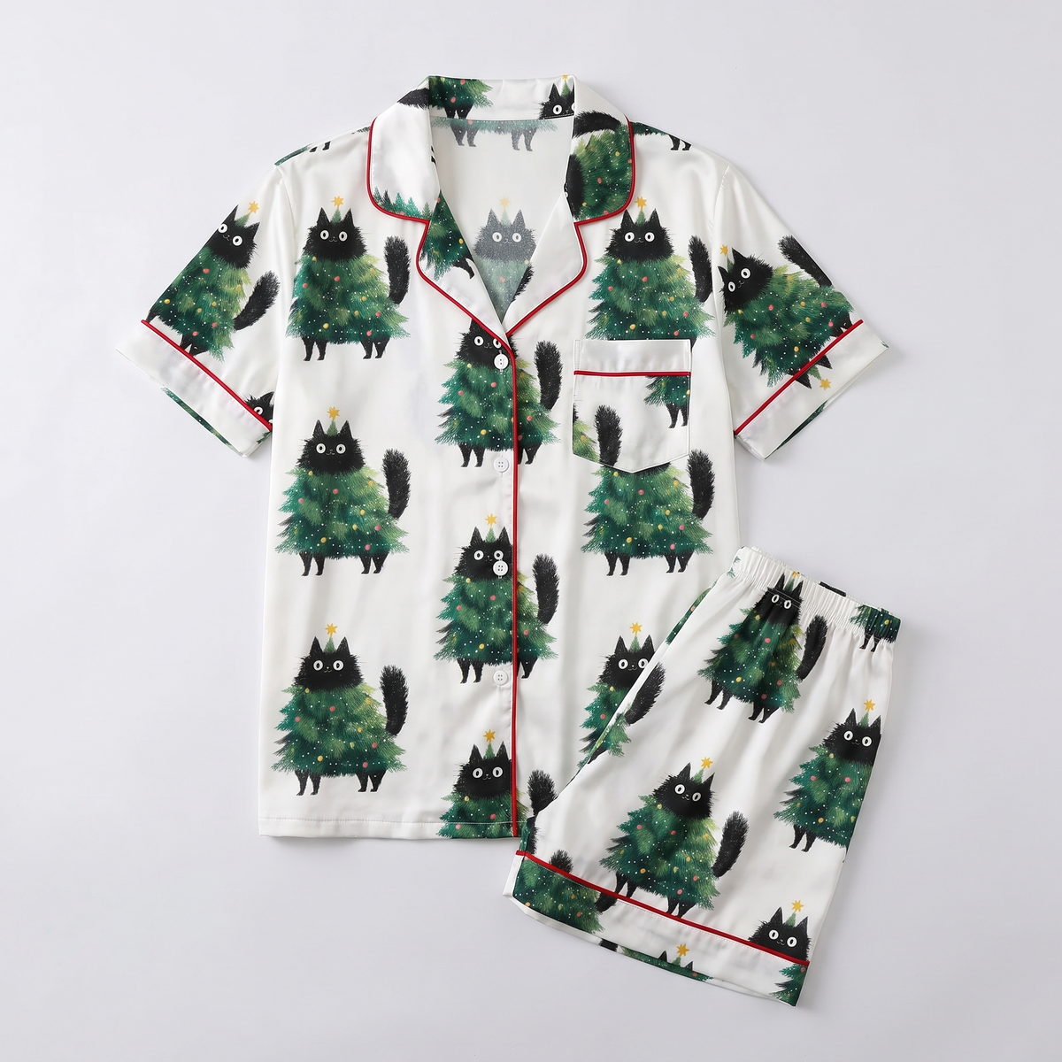 Cats In Tree Costumes Women's Pajama Set - flat lay