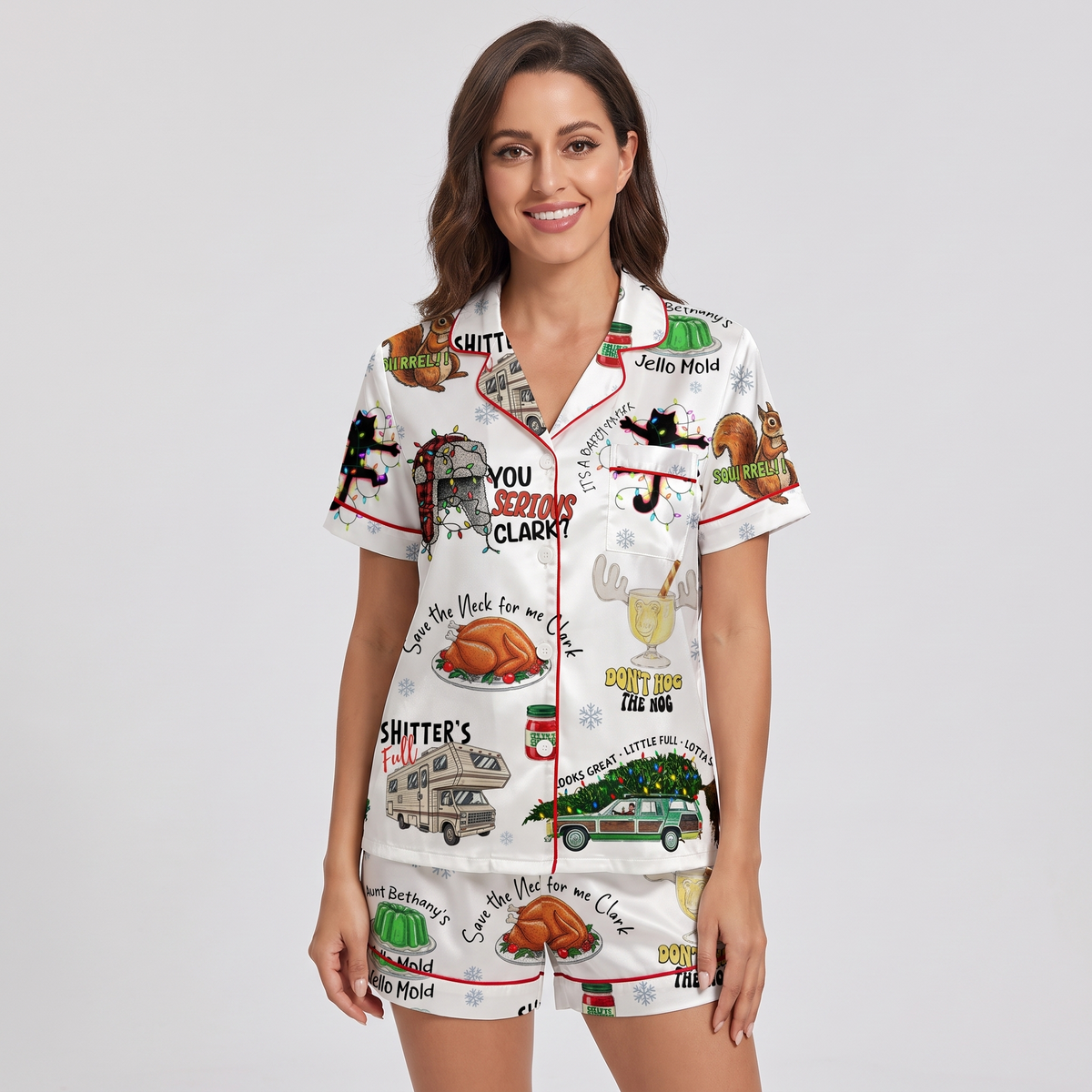 Blue Griswold Inspired Women's Pajama Set - short sleeve and shorts