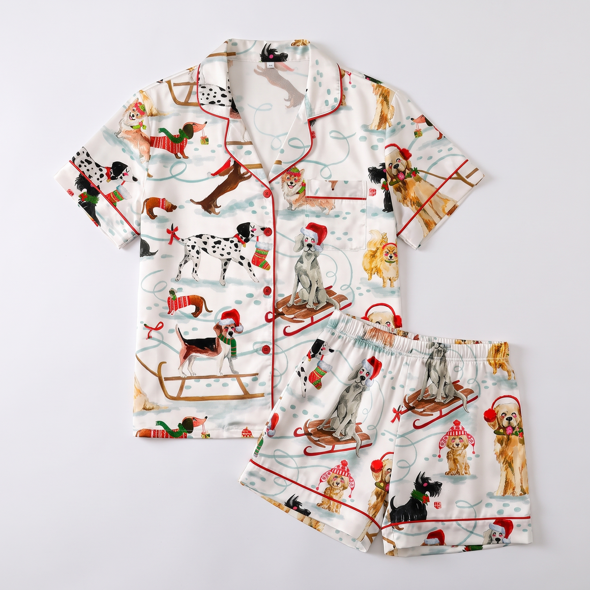 Sled Dog Party Women's Pajama Set - flat lay