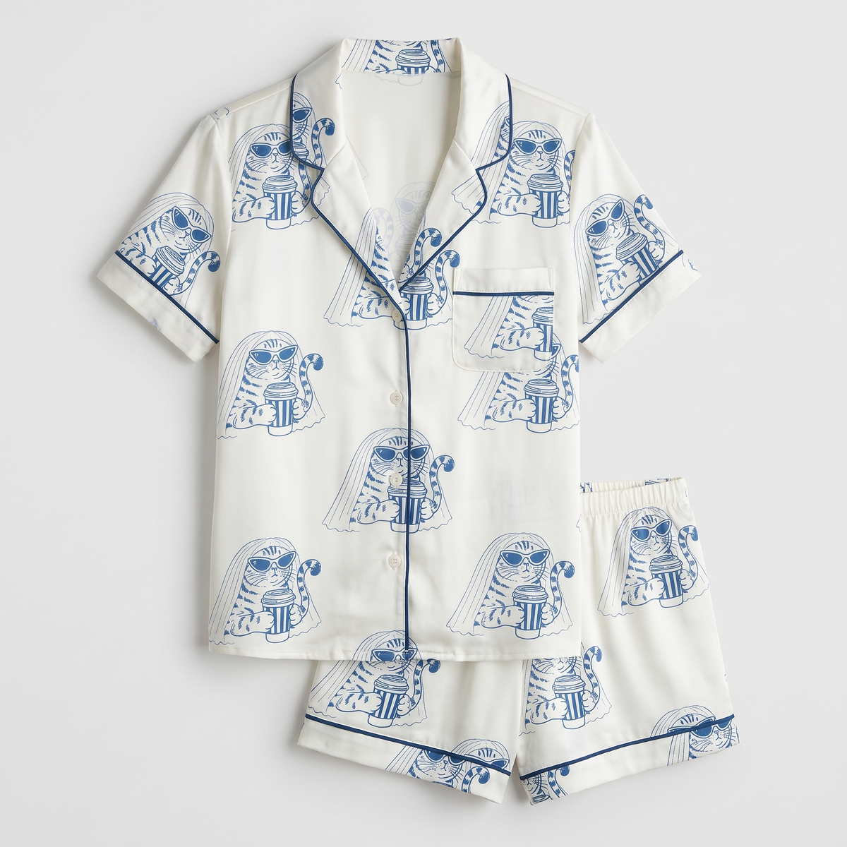 Bridal Veil Cats Women's Pajama Set - flat lay