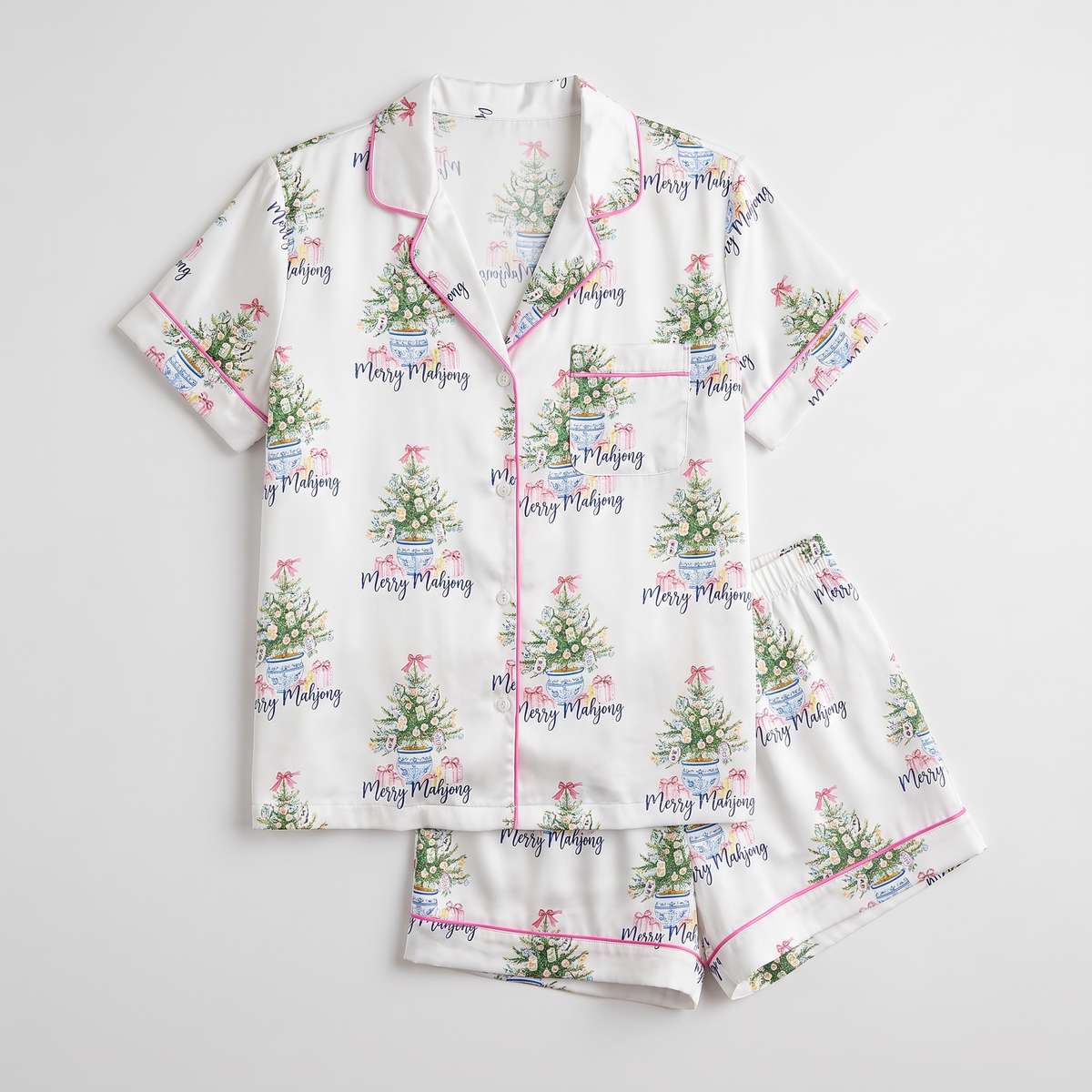 Merry Mahjong Women's Pajama Set - flat lay